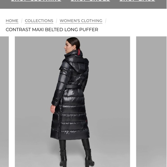 Karl Lagerfeld Black Puffer Coat with Red Accents - Picture 2 of 4